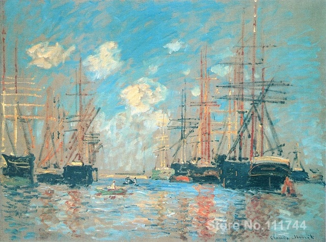 640x475 Art Gift The Sea Port In Amsterdam Claude Monet Oil Paintings - Monet Ship Painting