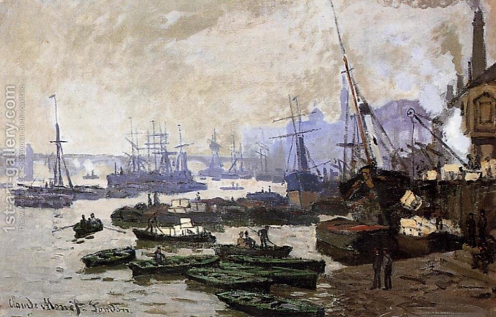 1000x640 Boats In The Port Of London Claude Oscar Monet Reproduction 1st - Monet Ship Painting