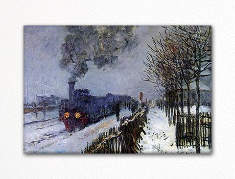 480x365 Train In The Snow Claude Monet Painting Fridge Magnet Classical - Monet Train Painting