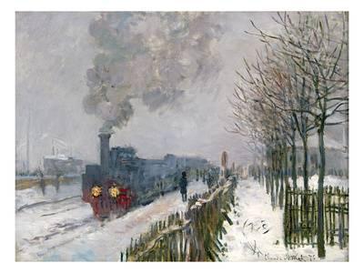 400x300 Train In The Snow Or The Locomotive, 1875 Giclee Print By Claude - Monet Train Painting