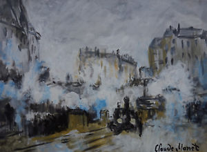 300x220 Ultra Rare Train Station Painting, Signed, Claude Monet With Coa - Monet Train Painting
