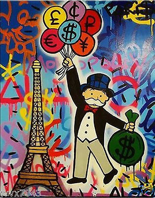 314x400 Alec Monopoly Graffiti Handcraft Oil Painting On Canvas Money - Money Painting