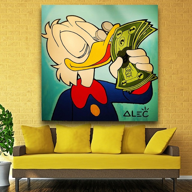 640x640 Cartoon Figure Duck Money American Style Oil Painting Frameless - Money Painting