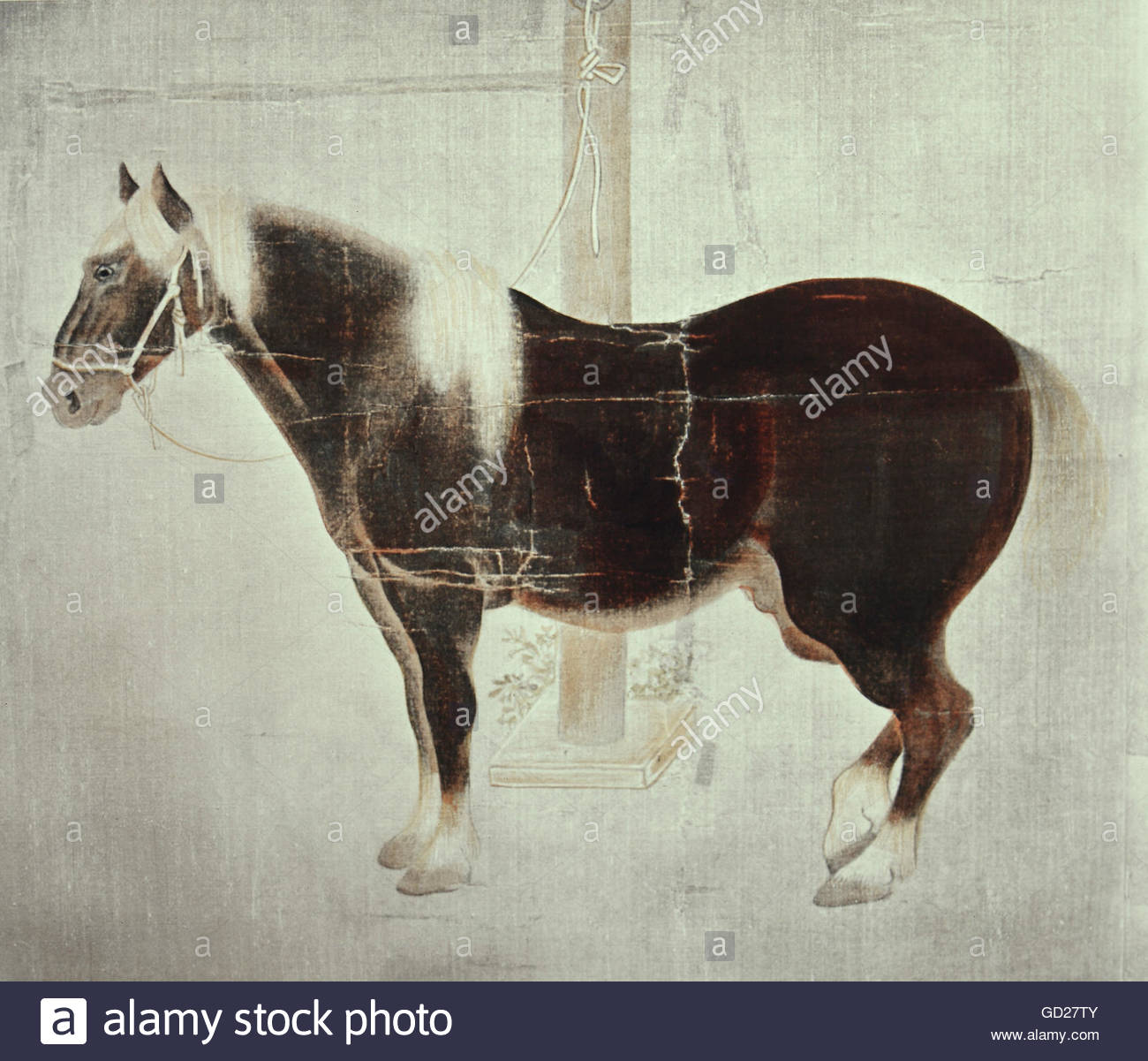 1300x1201 Fine Arts, Zhao Mengfu (1254 - Mongolian Horse Painting