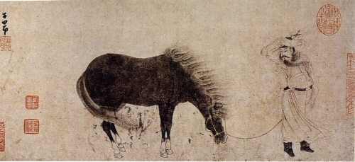 500x229 Chinese Painting In Yuan Dynasty (1271 1368) - Mongolian Horse Painting