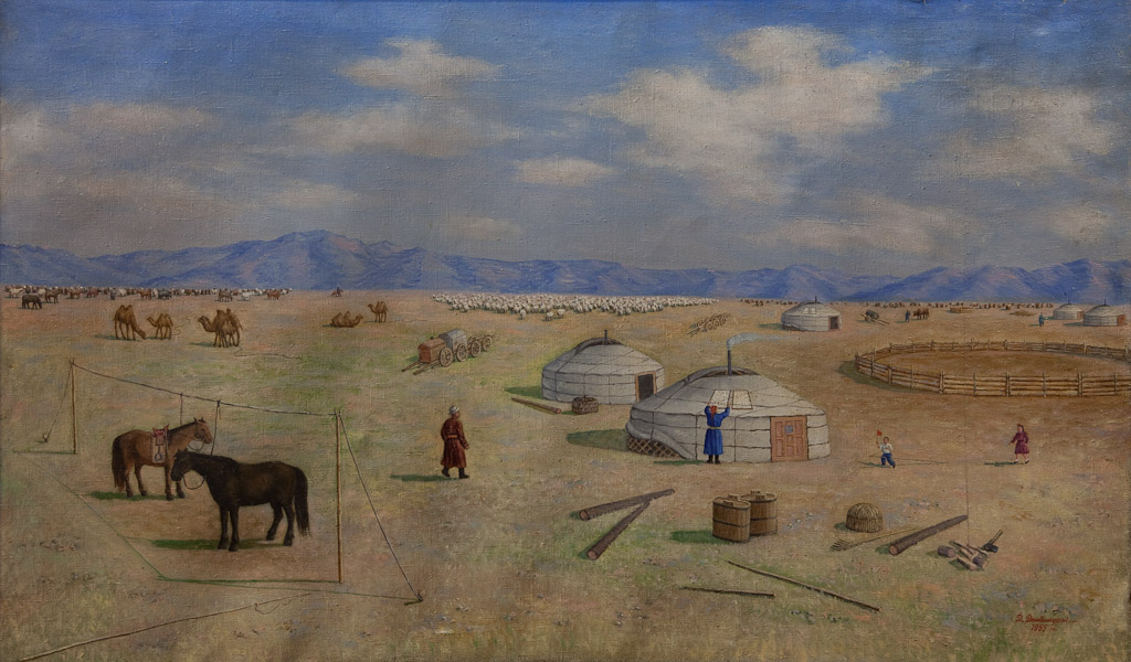 1024x600 Picture Damdinsuren D Ger Camp Album Mongolian Paintings - Mongolian Painting