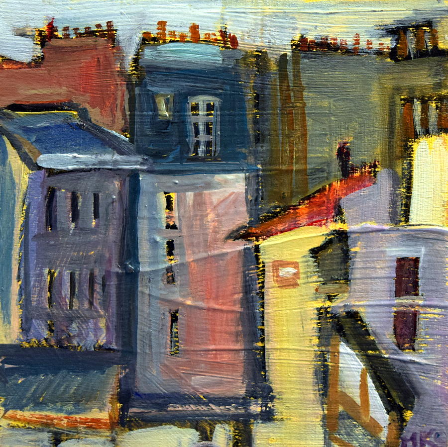 900x899 Paris Montmartre Roofs France Painting By Monique Sarkessian - Monique Painting