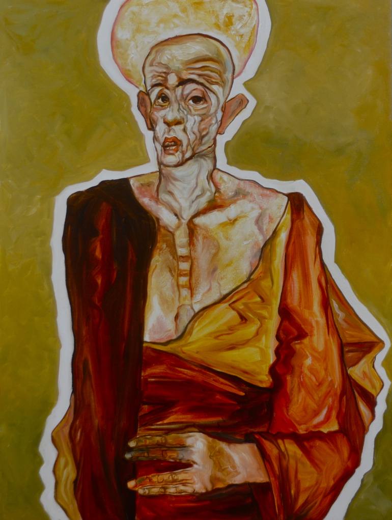 770x1021 Saatchi Art The Monk Painting By Gautam Sen - Monk Painting