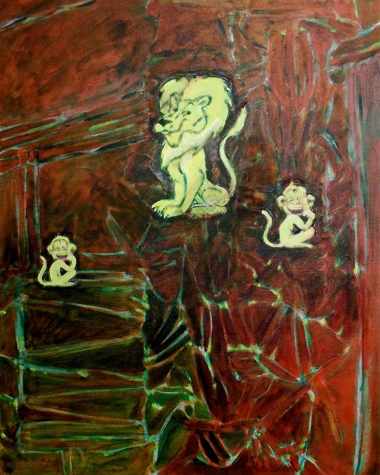 770x962 Saatchi Art Lion Amp Monkey Painting By William Litvin - Monkey Painting Artist