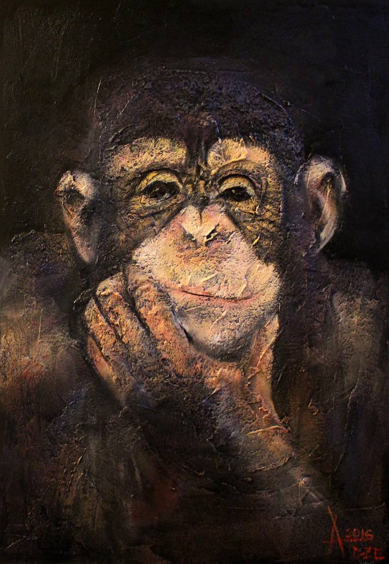 770x1114 Saatchi Art Monkey Painting By Alla Dzevaltovska - Monkey Painting Artist