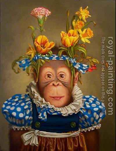 400x521 Unknown Artist Dress Monkey 11 Painting Best Dress Monkey 11 - Monkey Painting Artist