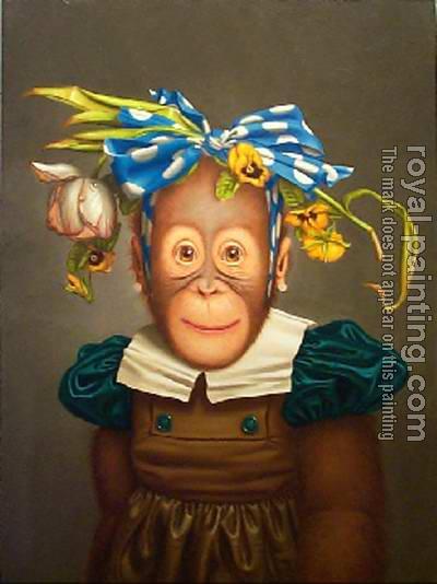 400x534 Unknown Artist Dress Monkey 5 Painting Anysize 50% Off - Monkey Painting Artist