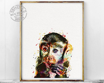 340x270 Monkey Painting Etsy - Monkey Painting For Nursery