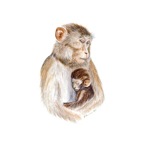 500x500 Hand Painted Mom And Baby Monkey Watercolor Nursery - Monkey Painting For Nursery