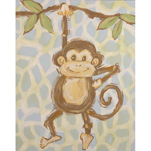 500x500 Safari Monkey Hand Painted Canvas Popular Artwork For Boys - Monkey Painting For Nursery