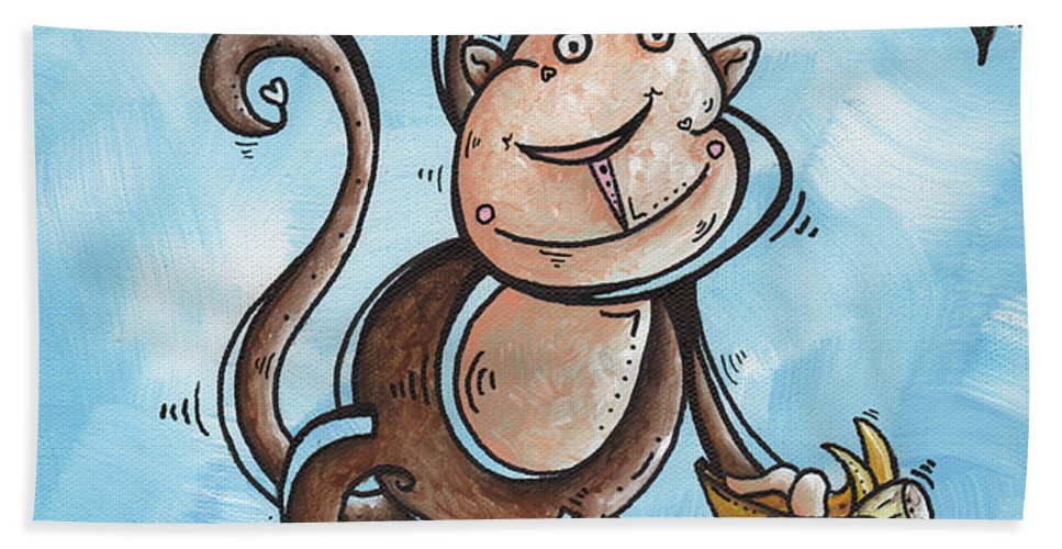 967x500 Childrens Whimsical Nursery Art Original Monkey Painting Monkey - Monkey Painting For Nursery