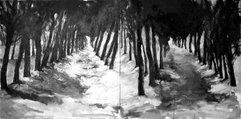770x382 Saatchi Art Paseo Arbolado Monocolor Painting By Chari - Mono Color Painting
