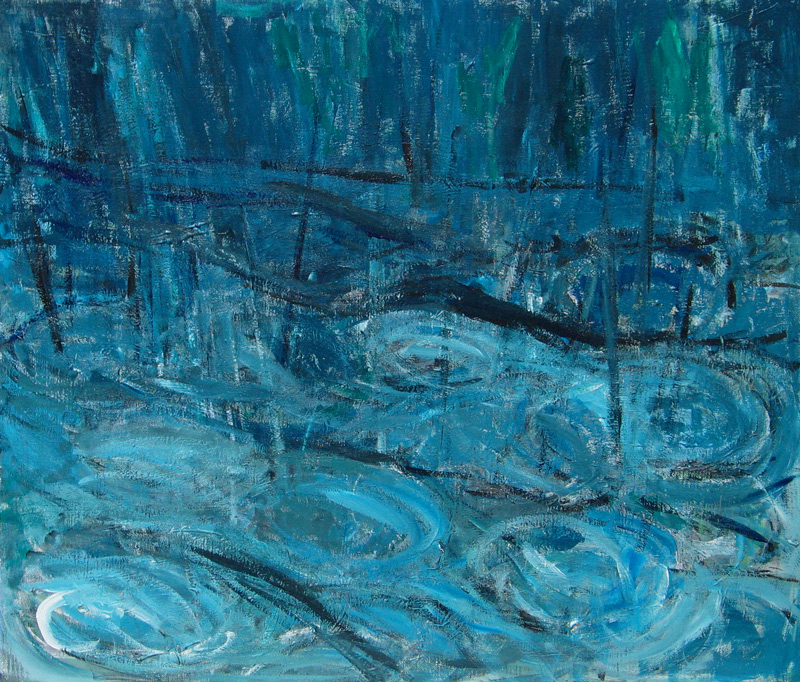 800x682 Gardens In The Rain Abstract Serene Rainy Garden Abstract - Mono Color Painting