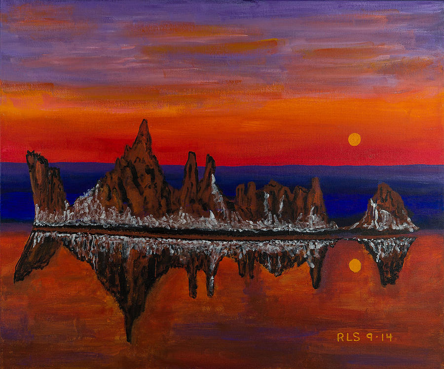 900x748 Sunset On Mono Lake Painting By Ron Snyder - Mono Painting