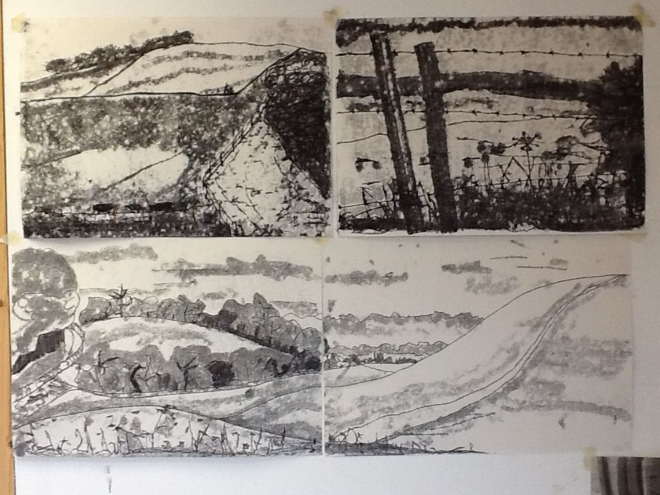 960x720 Mono Print Drawing Over Mono Print Painting Mixed Media - Mono Painting