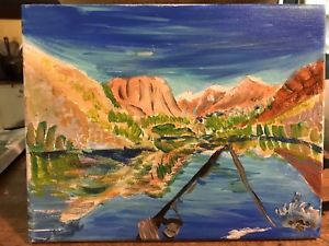 300x225 Panorama Painting, Lundy Lake Fishing On Boat Mono Basin By Mike - Mono Painting