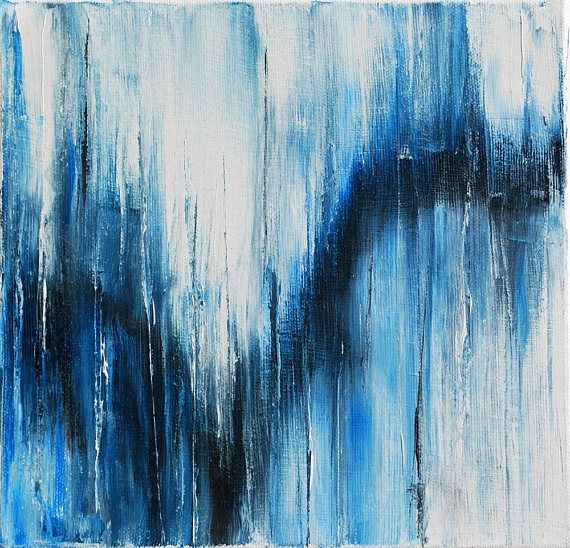 570x548 Original Monochromatic Contemporary Oil Painting Blue - Monochromatic Abstract Painting