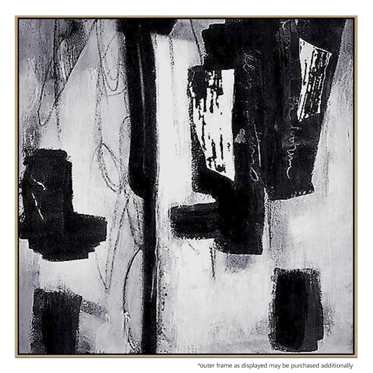 1200x1200 Spills And Thrills' - Monochromatic Abstract Painting