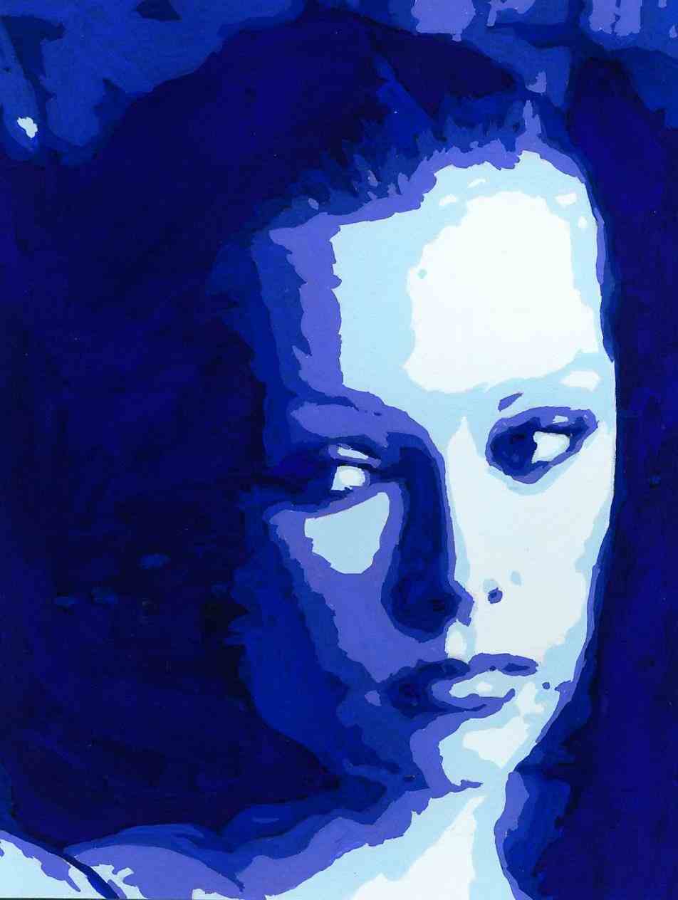 952x1264 Monochromatic Colors Painting Sunflower Day Blue Drawingcolor Nisc - Monochromatic Color Painting