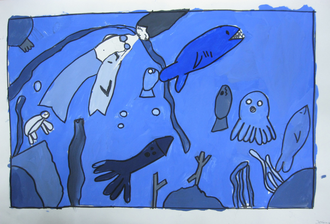 1100x746 Grade 4 Monochromatic Painting, Scenery - Monochromatic Painting Blue