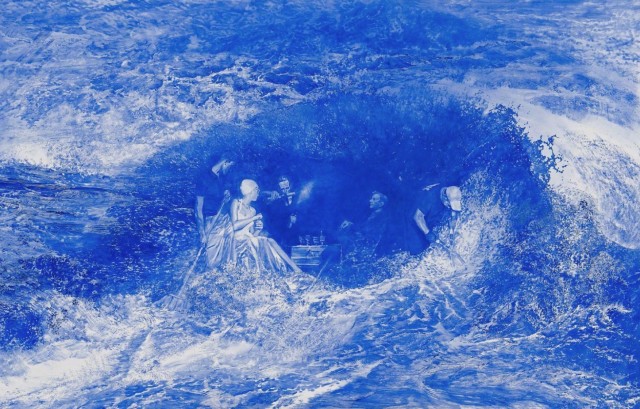 640x409 Monochromatic Blue Paintings By Mark Tansey Fubiz Media - Monochromatic Painting Blue