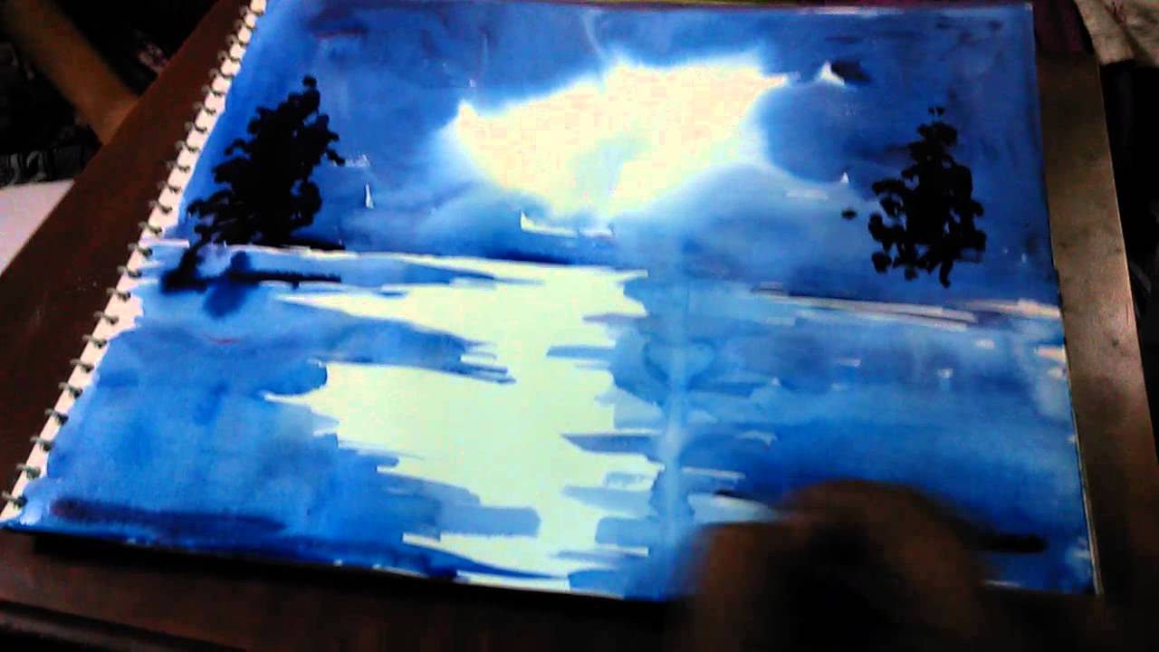 1280x720 Monochrome Water Paintings On Texture Paper By Shaymuel!!! - Monochromatic Painting Blue