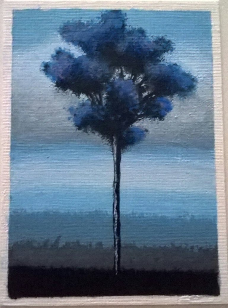 769x1040 Blue Monochromatic Tree Of Solitude By Galacticdecay - Monochromatic Tree Painting