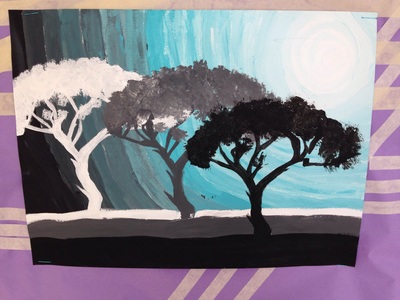 400x300 Monochromatic Tree Paintings - Monochromatic Tree Painting