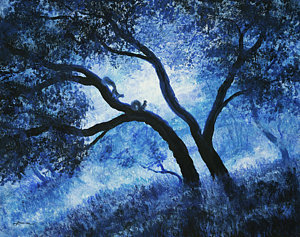 300x237 Blue Monochromatic Paintings Fine Art America - Monochromatic Tree Painting