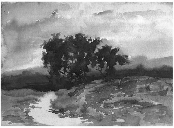 600x439 2010 Gouache Corner Challenge Thread~jan~feb~march [Archive - Monochrome Landscape Painting