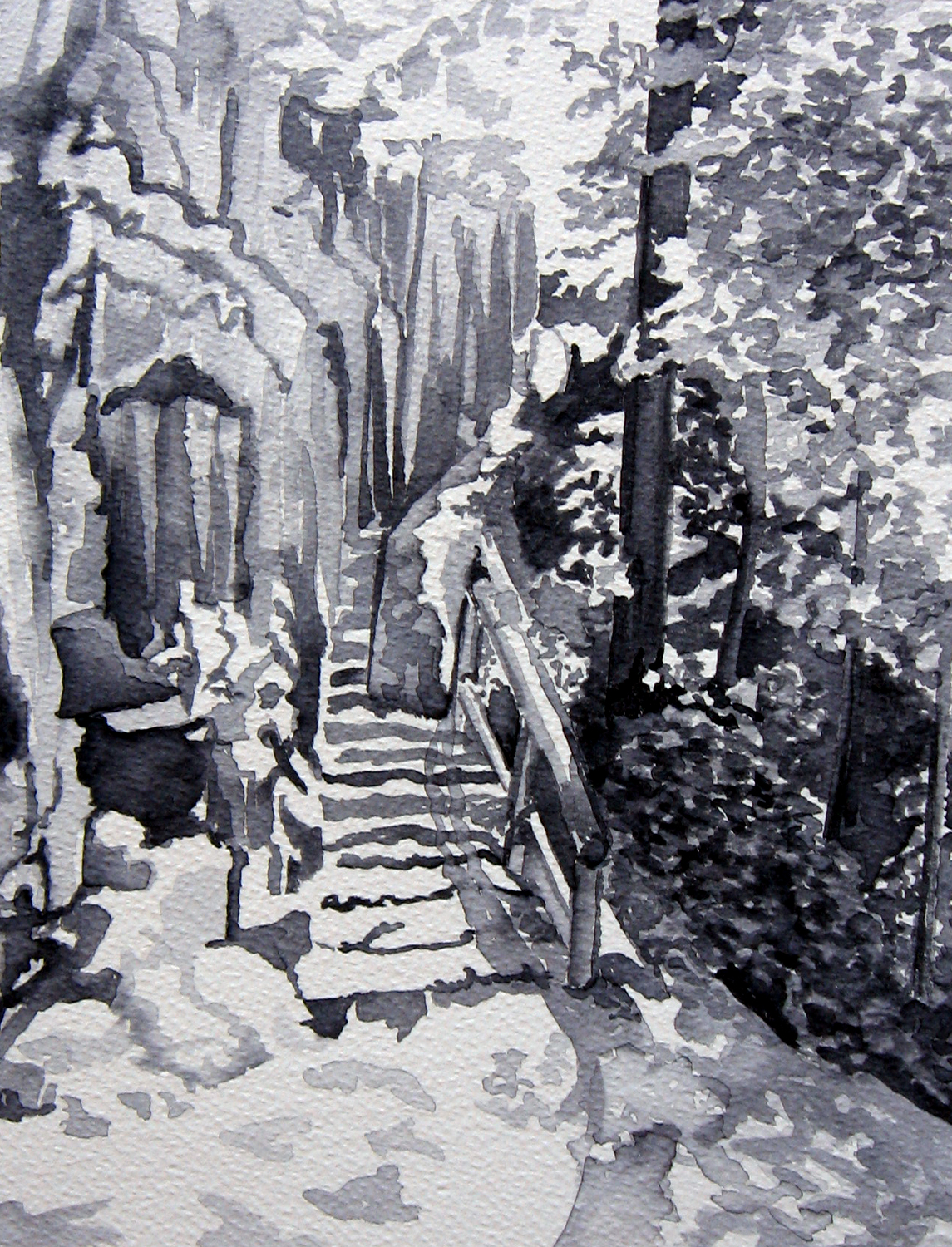 1145x1500 Monochromatic Watercolor And The Landscape Leslie White - Monochrome Watercolor Painting