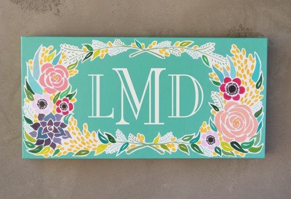 570x391 Monogram Canvas Painting Original Painting By Camillehandmade - Monogram Painting