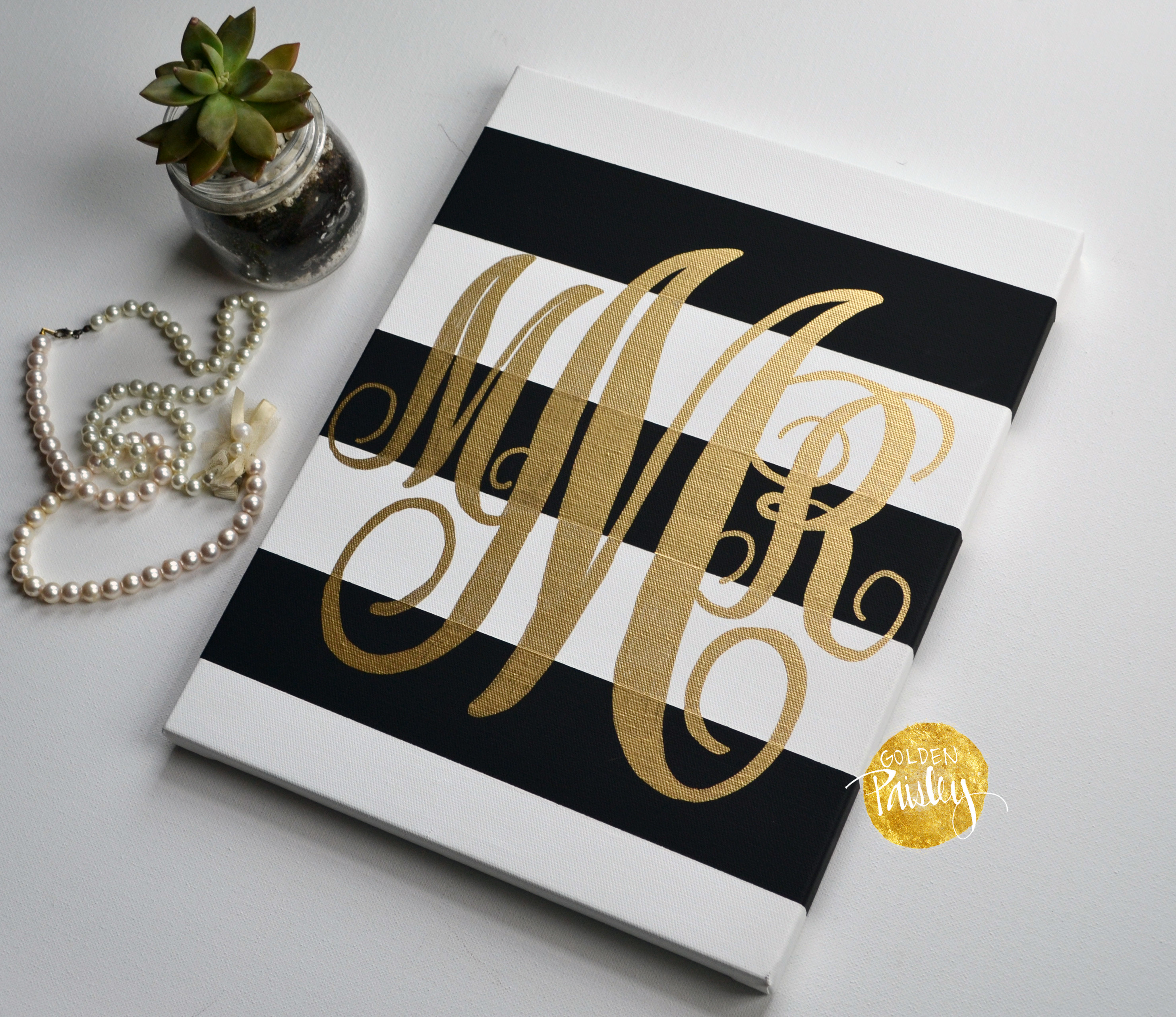 2960x2560 Striped Monogram Canvas Painting - Monogram Painting