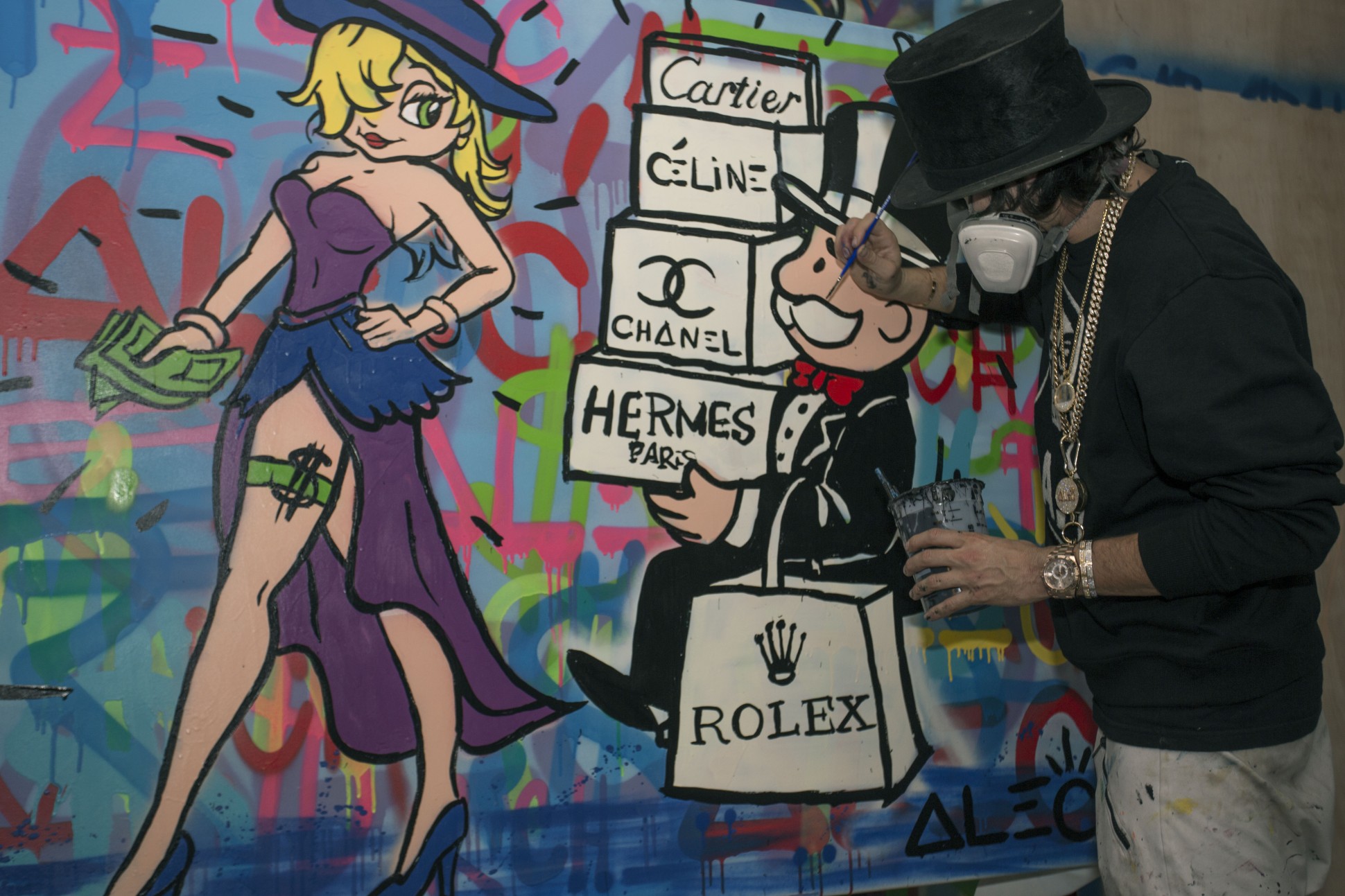 1940x1293 Avant Gallery Alec Monopoly's Graffiti Celebrity Portraits - Monopoly Man Painting