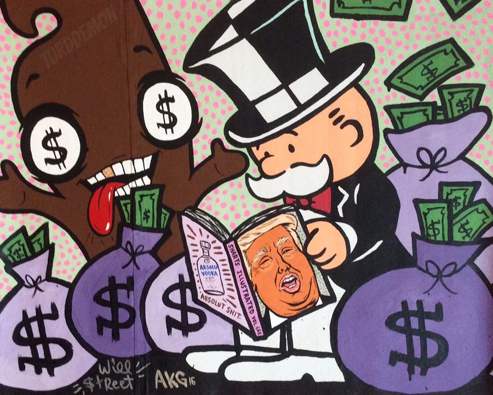 960x768 Donald Trump Shit Monopoly Man Turd Sharts Big Original Art Collab - Monopoly Man Painting