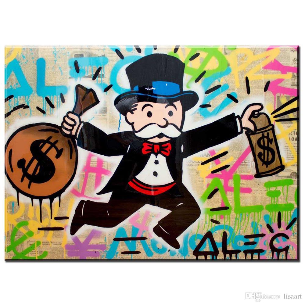 1000x1000 Zz1750 Graffiti Canvas Art Alec Monopoly Man With Money Art Print - Monopoly Man Painting