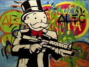 300x227 Alec Monopoly Gun Man Oil Painting On Canvas Urban Art Wall Decor - Monopoly Man Painting