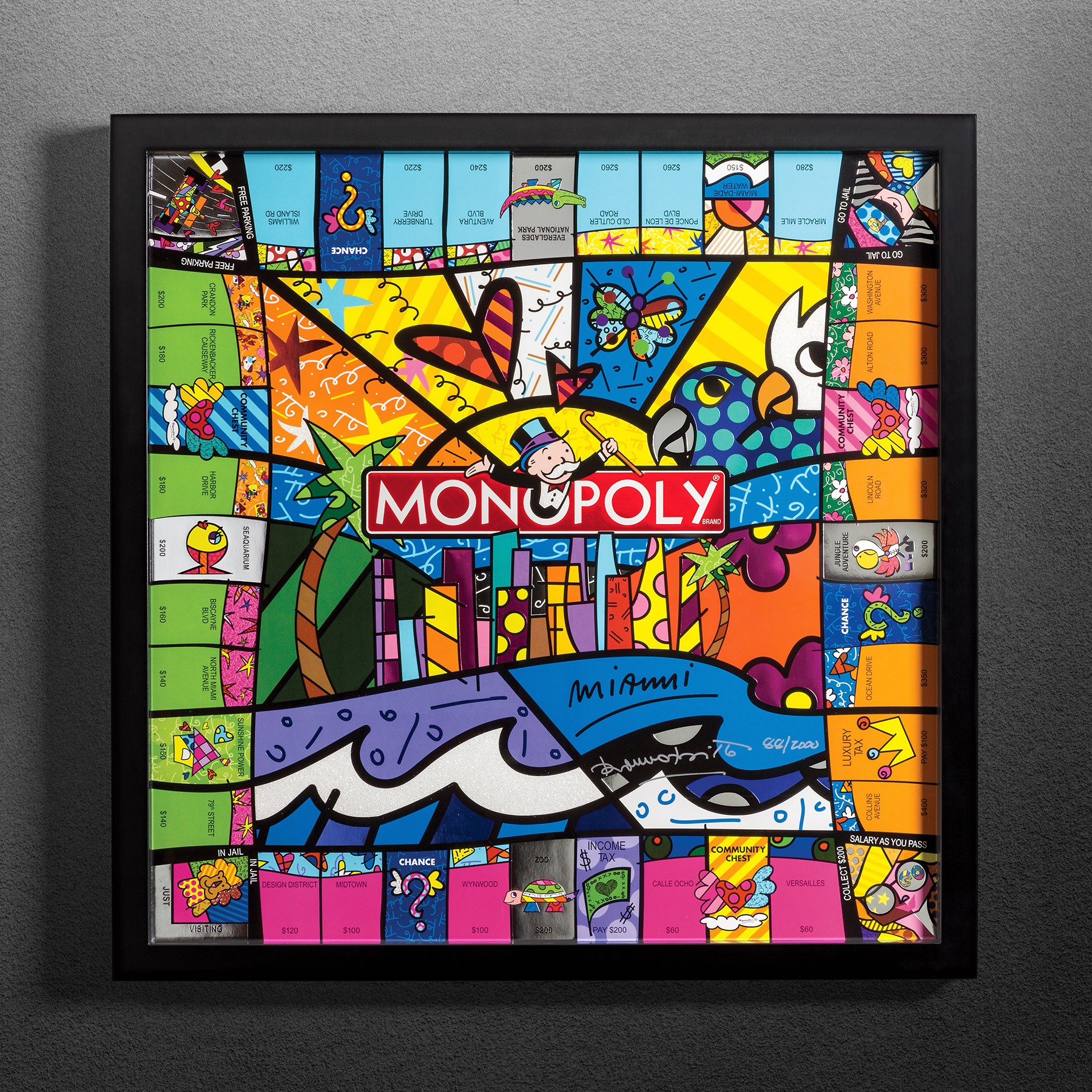 1800x1800 Monopoly Miami Edition By Romero Britto - Monopoly Painting