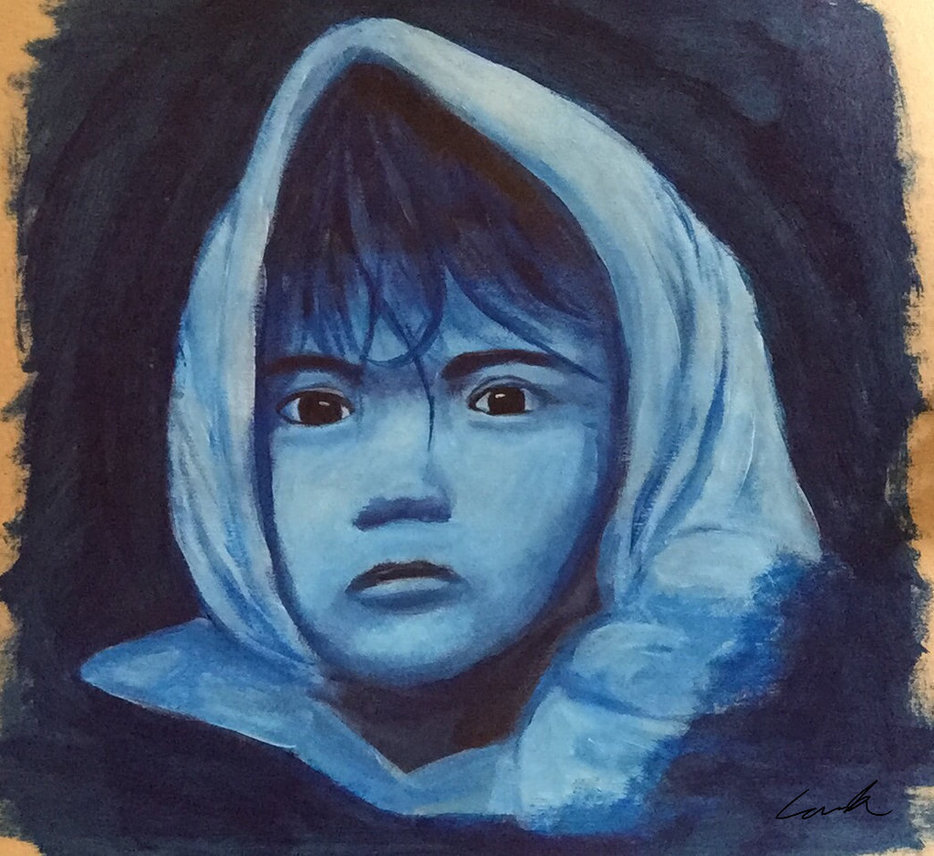 934x856 Portrait Monotone Blue By Lombaxchaoly - Monotone Painting