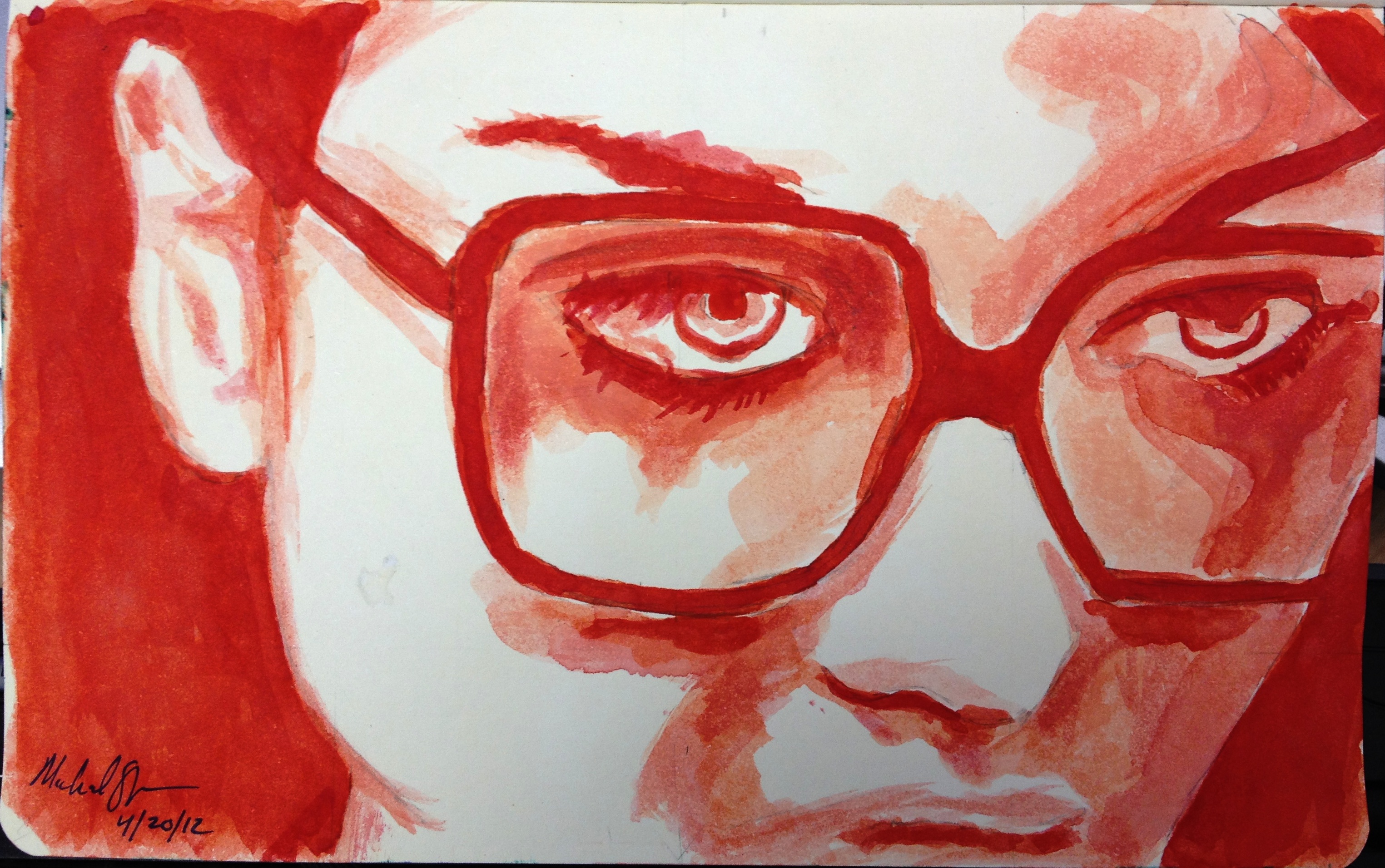 3049x1912 Some Girl With Glasses Creations Of Mike Ayers - Monotone Painting