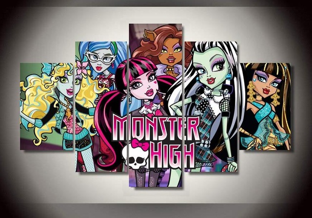 640x447 Hd Printed Cartoon Monster High Characters Painting Children'S - Monster High Painting