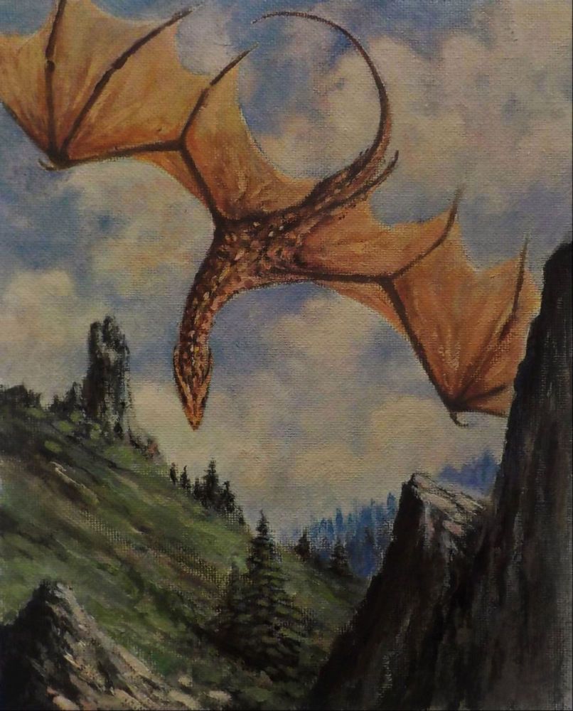 806x1000 Dragon Original Fantasy Oil Painting, Illustration Art, Monster - Monster Oil Painting