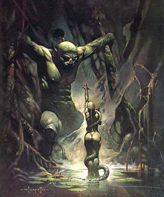 524x630 Frank Frazetta Frank Frazetta Swamp Demon Oil Painting Sale - Monster Oil Painting