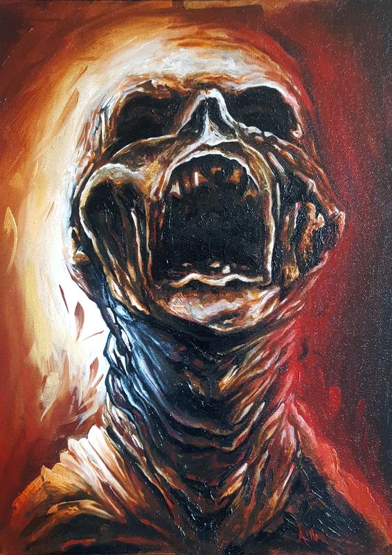 566x800 Monster Oil Painting. By Alan Aldred Original Art - Monster Oil Painting