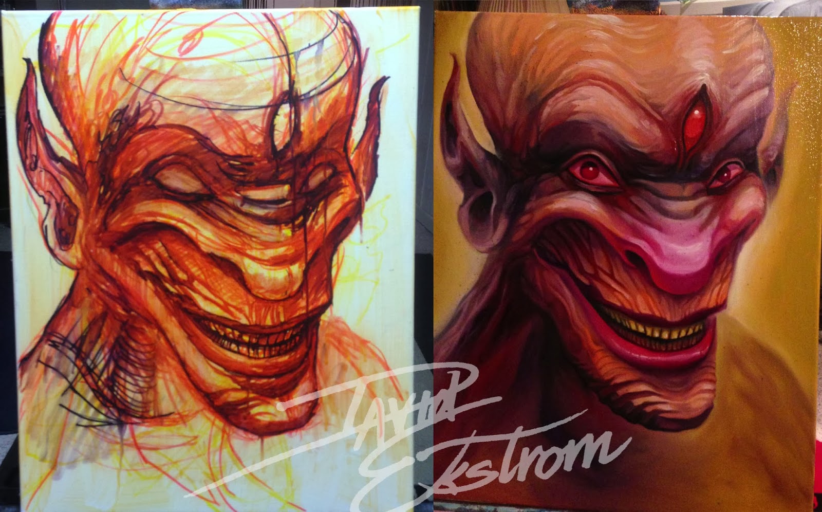 1600x996 Tattoos Amp Art By David Ekstrom Creature Oil Painting, - Monster Oil Painting